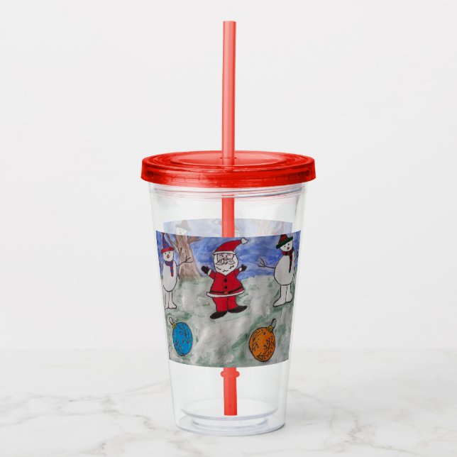 Santa & Snowmen Acryltrinkbecher (Vorderseite)