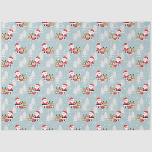 Santa, Snowmen, Rudolph und Presentext Seidenpapier (Vorderseite)