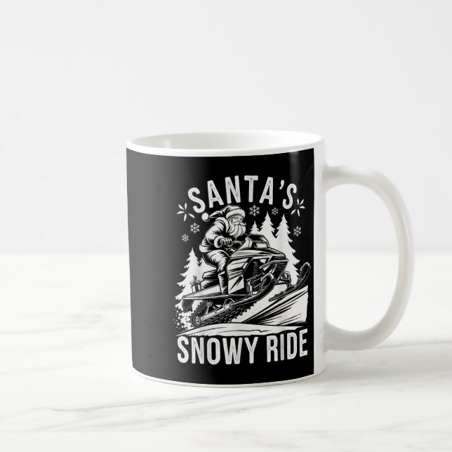 Santa Snowmobile Riding Snowmobiling Christmas  Kaffeetasse (Rechts)