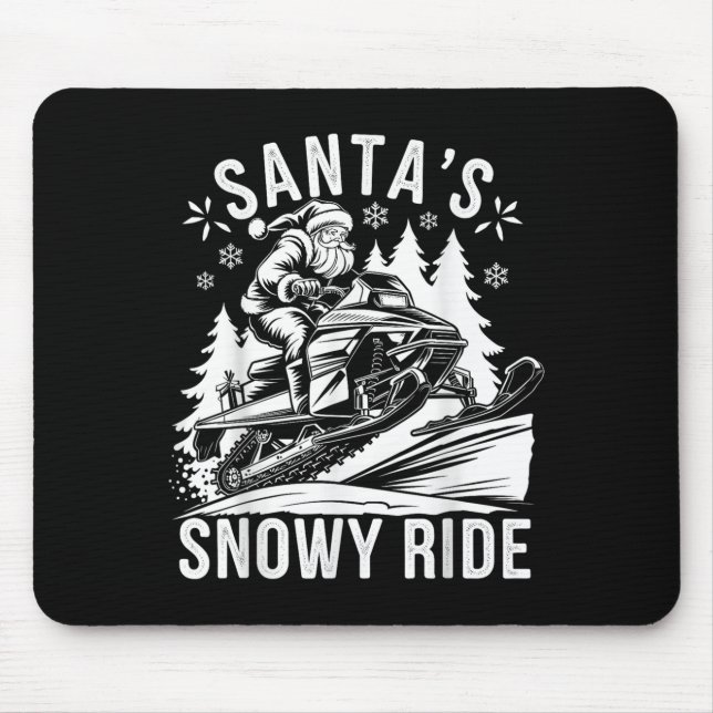 Santa Snowmobile Riding Snowmobiling Christmas  Mousepad (Vorne)
