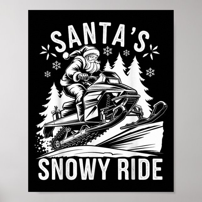 Santa Snowmobile Riding Snowmobiling Christmas  Poster (Vorne)