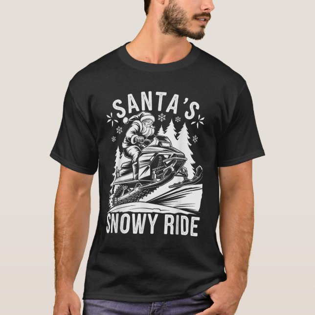 Santa Snowmobile Riding Snowmobiling Christmas  T-Shirt (Vorderseite)