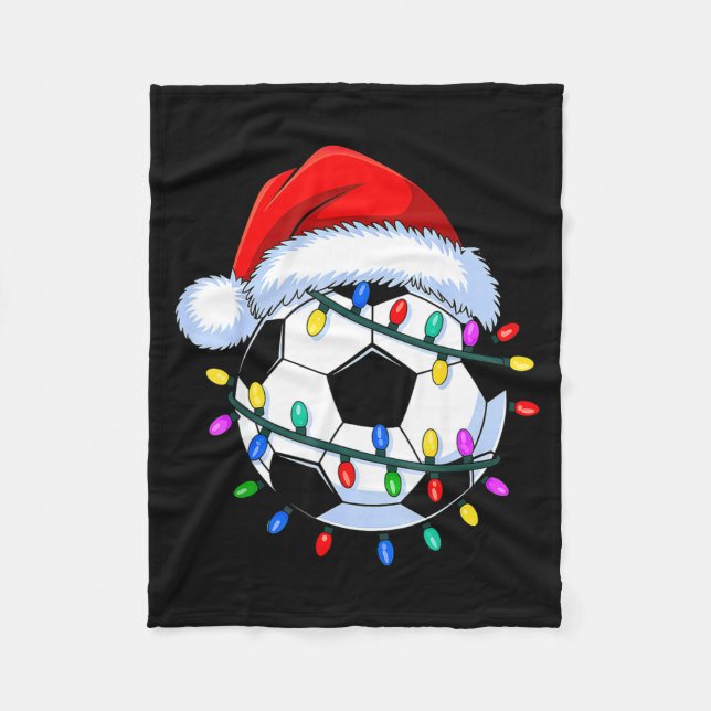Santa Soccer Ball Christmas Soccer  Fleecedecke (Vorderseite)