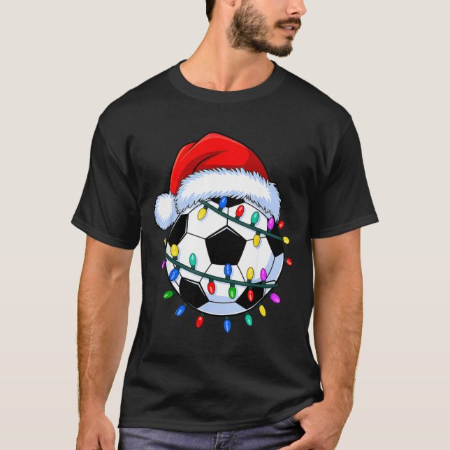 Santa Soccer Ball Christmas Soccer  T-Shirt (Vorderseite)