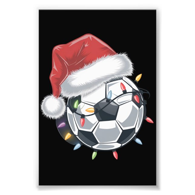 Santa Soccer Ball Sport Weihnachtsspielerin Fotodruck (Vorne)