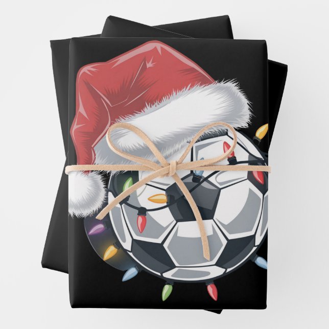 Santa Soccer Ball Sport Weihnachtsspielerin Geschenkpapier Set (Beispiel)