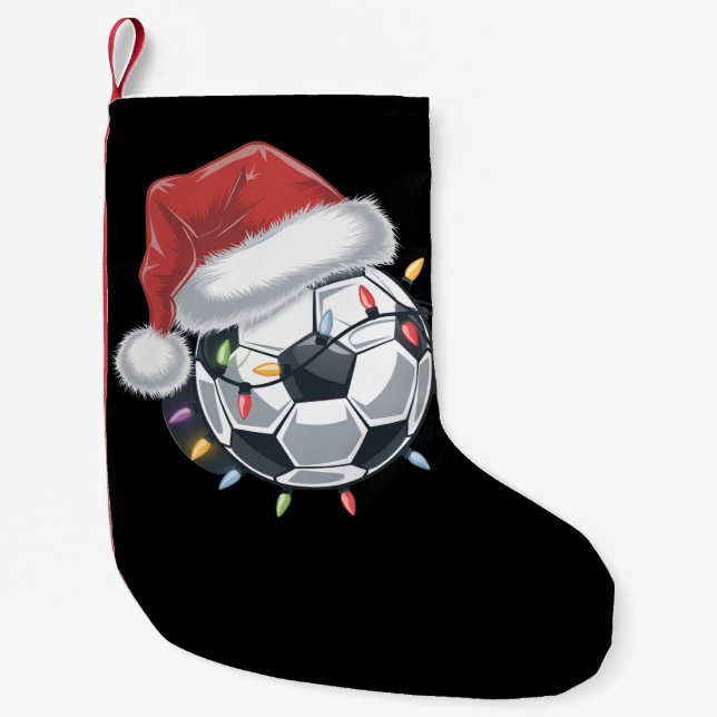 Santa Soccer Ball Sport Weihnachtsspielerin Kleiner Weihnachtsstrumpf (Vorderseite)