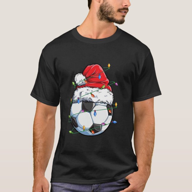Santa Soccer Ball Sportdesign Weihnachtsball P T-Shirt (Vorderseite)