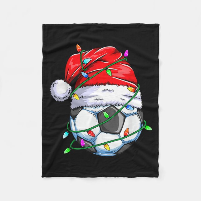 Santa Soccer Ball Srts Design- Christmas Soccer Pl Fleecedecke (Vorderseite)