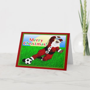 Santa Soccer Frohe Weihnachtskarte Feiertagskarte