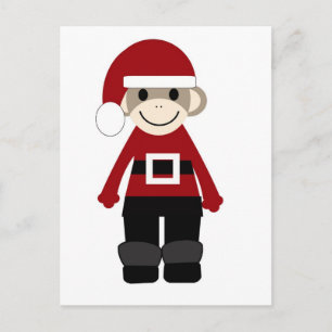 Santa Sock Monkey Feiertagspostkarte