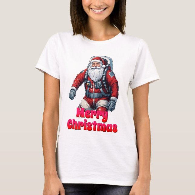 Santa Space Astro Weihnachts-Luft-Flug T-Shirt (Vorderseite)