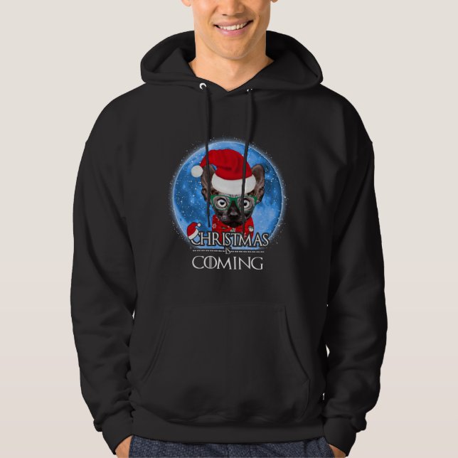 Santa Sphynx Cat Frohe Weihnachten kommt sonnig X Hoodie (Vorderseite)