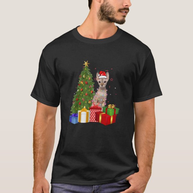 Santa Sphynx Weihnachtsbaum Weihnachten Weihnachts T-Shirt (Vorderseite)
