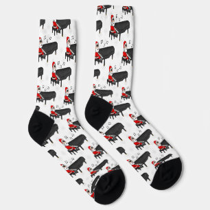 Santa spielt auf einem Konzertflügel Weihnachtspia Socken