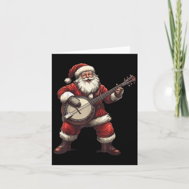Santa spielt Banjo Lustiger Banjo-Spieler Bluegr C Karte (Vorderseite)