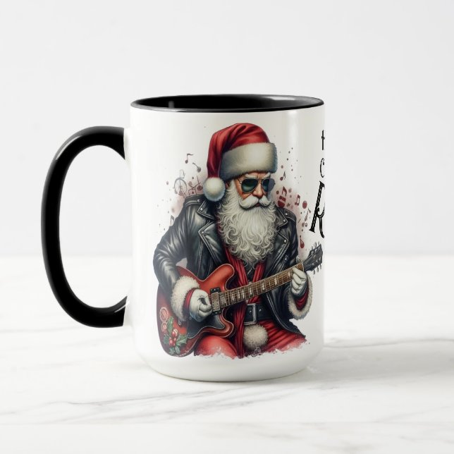 Santa spielt eine elektrische Gitarre Coffee Tasse (Links)