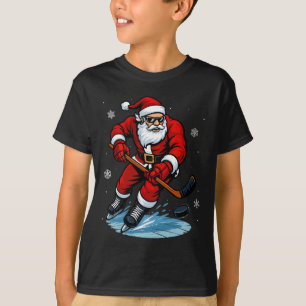 Santa spielt Eishockey Xmas Lustiger Weihnachten H T-Shirt
