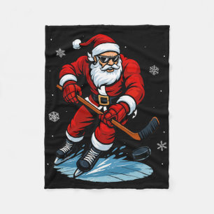 Santa spielt Eishockey Xmas lustiges Weihnachten H Fleecedecke