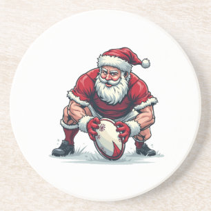 Santa spielt Football Fantasy Weihnachten Spieler Getränkeuntersetzer