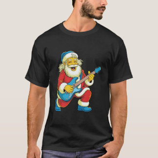 Santa spielt fröhlich Gitarre zu Weihnachten T-Shirt