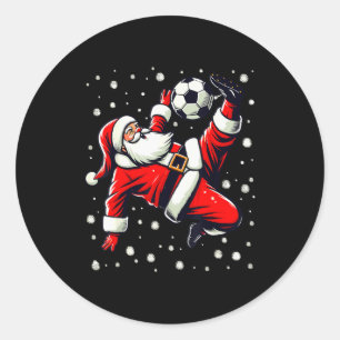 Santa spielt Fußball Fahrrad-Kick, Weihnachten Fra Runder Aufkleber