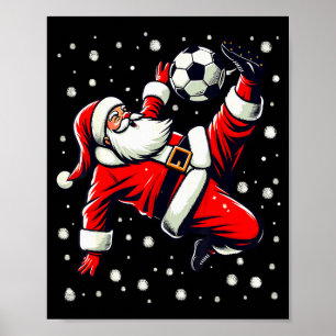 Santa spielt Fußball Fahrrad-Tritt, Weihnachten Fr Poster