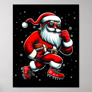 Santa spielt Fußball Männer Jungen Weihnachten Fuß Poster