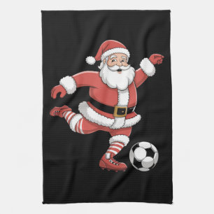 Santa spielt Fußball Weihnachten Sport Geschirrtuch