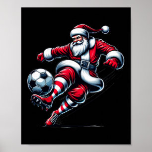Santa spielt Fußball Weihnachts Sport Frauen Männe Poster