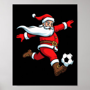 Santa spielt Fußball Weihnachts Sport Frauen Männe Poster