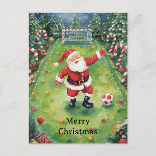 Santa spielt Fußball Weihnachtsurlaub  Feiertagspostkarte