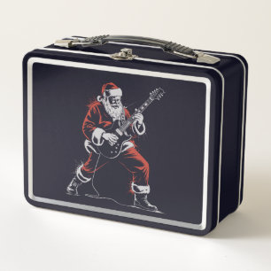 Santa spielt Gitarre Retro 90er Weihnachten Rock  Metall Brotdose