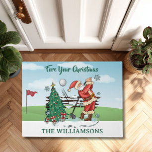 SANTA SPIELT GOLF FÜR IHRE CHRISTMAS FUßMATTE