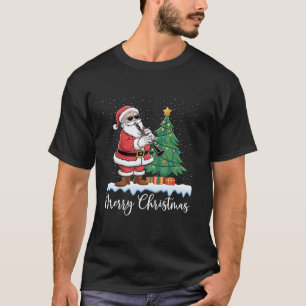 Santa spielt Klarinette Weihnachtsbaum Lichter Häs T-Shirt