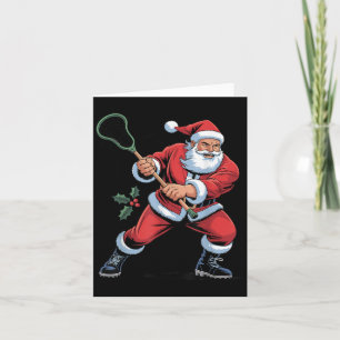 Santa spielt Lacrosse Lustiger Feiertag Weihnachte Karte