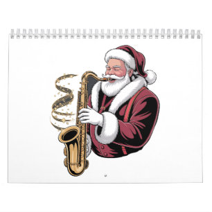 Santa spielt Saxophon Weihnachtsmusiker Saxophonis Kalender