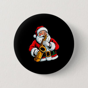 Santa spielt Saxophon Xmas Stimmung Lustiges Weihn Button
