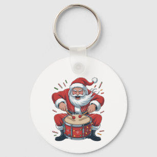 Santa spielt Schlagzeug Weihnachten Drummer Xmas  Schlüsselanhänger