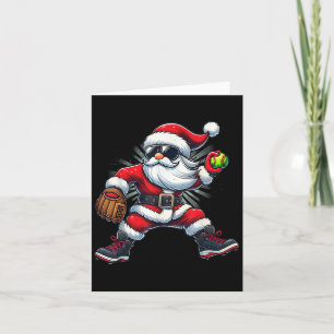 Santa spielt Softball als Lehrer Jungen Kinder Tee Karte
