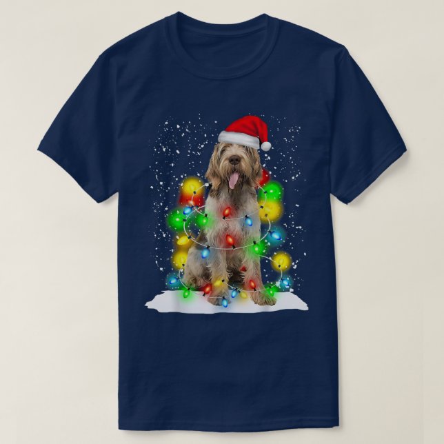 Santa Spinone Italiano Weihnachtslicht Pajama Dog T-Shirt (Design vorne)