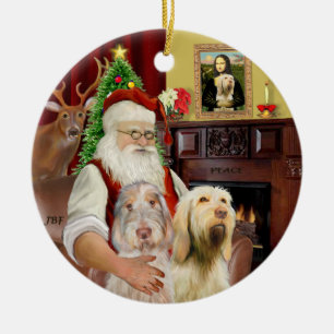 Santa - Spinone Italiano (ZWEI) Keramikornament