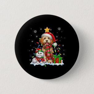 Santa Sproodle mit Elf Cat Weihnachtsleuchten Besi Button