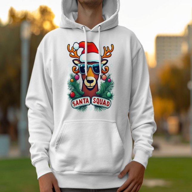 Santa Squad Cool Rentier mit Brille Weihnachten Hoodie (Von Creator hochgeladen)
