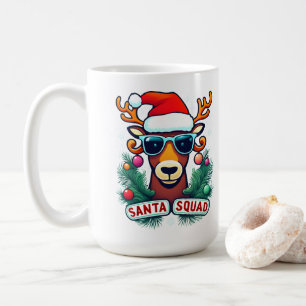 Santa Squad Cool Rentier mit Brille Weihnachten Kaffeetasse