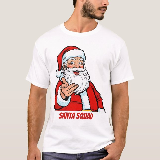 Santa Squad Funny Christmas Family Matching T-Shirt (Vorderseite)