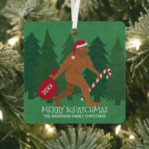 Santa Squatch Funny Christmas Doppelseitig Niedlic Ornament Aus Metall