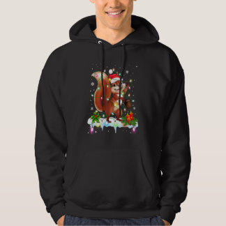 Santa Squirrel Candy Cane Christmas Hat Rodent Xma Hoodie