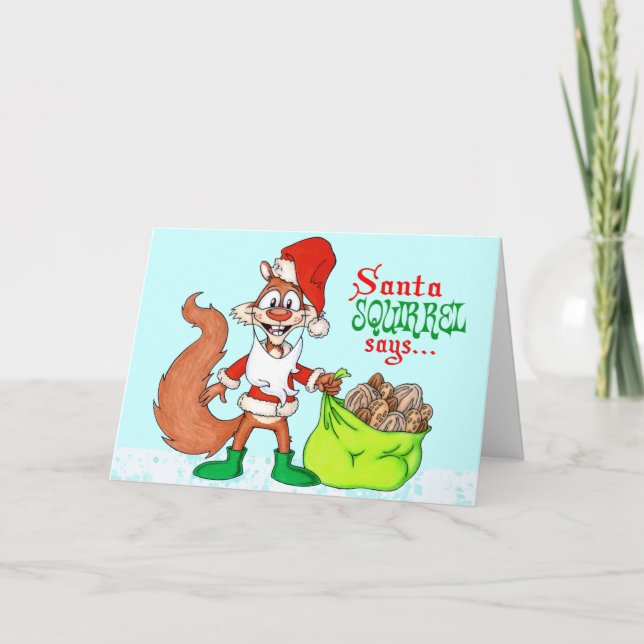 Santa Squirrel Feiertagskarte (Vorderseite)