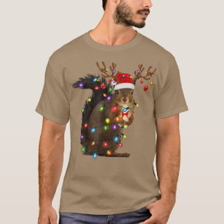 Santa Squirrel Weihnachtslicht Pajama Matching T-Shirt